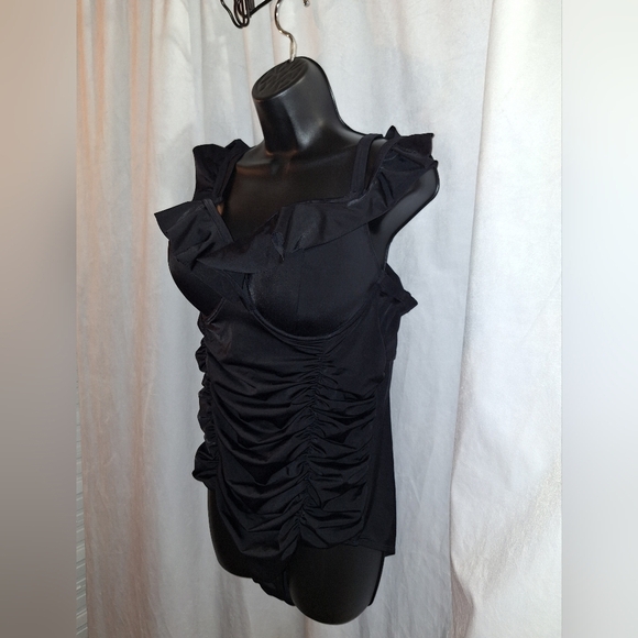 Torrid Black Ruched Ruffled Bodysuit - Picture 3 of 5